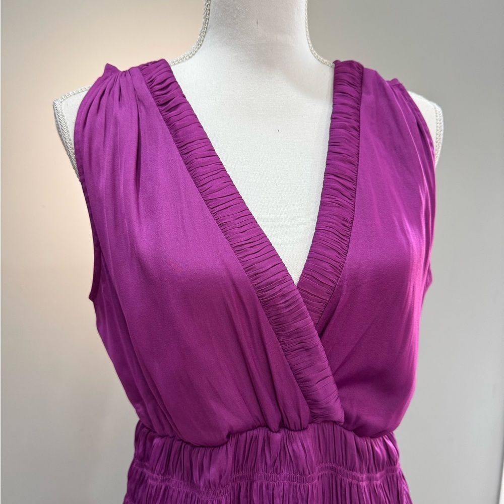 Purple WHBM Pleated Wrap Dress Size S - Picture 3 of 6